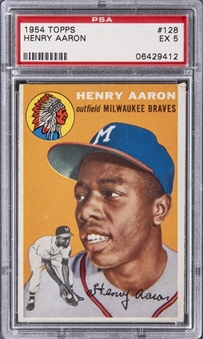 1954 Topps #128 Hank Aaron Rookie Card – PSA EX 5